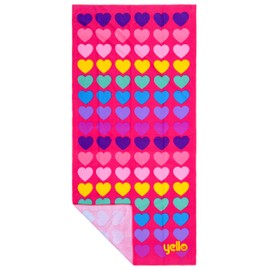 Yello Lightweight Heart Beach Towel for Kids and Adults