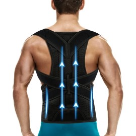 D.S ® Adjustable Posture Corrector Shoulder Brace Belt Low Back Support for Men Women - XL: 40" - 41"