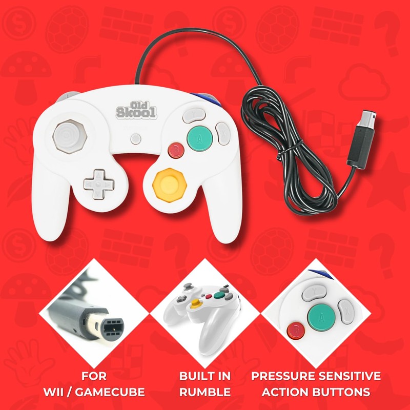 Old Skool Controller Compatible with GameCube/Wii - white