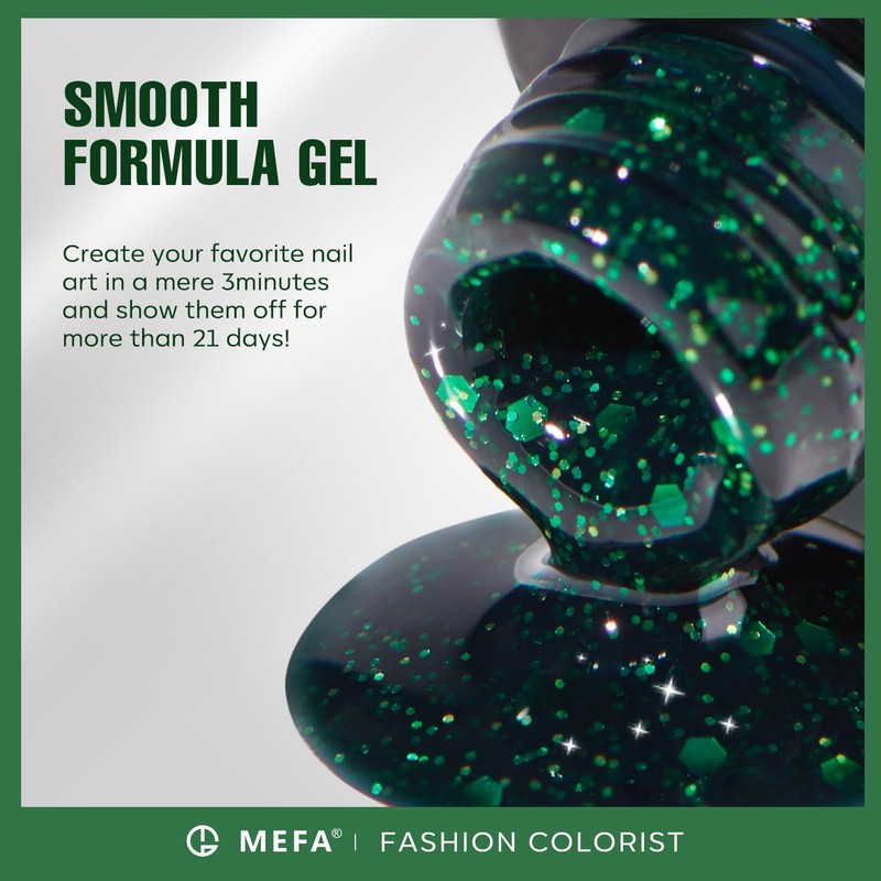 MEFA UV Nagellack, 6 Farben Grün Glitzer Farben 7 ML