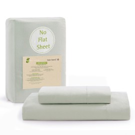 Lane Linen 100% Organic Cotton Twin XL Fitted Sheet, 2-Piece Set (1 Fitted Sheet, 1 Pillowcase), Percale Weave, Lightweight, Soft, Breathable, Fits Mattress Upto 15' Deep - Mineral