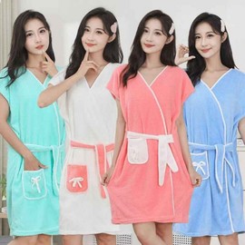 Shower gown, shower towel, bath supplies, bathroom supplies, body towel, spa gown, bathrobe, towel, golf shower towel pink 2ea