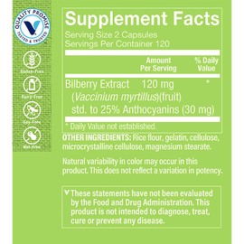 The Vitamin Shoppe Bilberry Extract 120MG, Antioxidant That Promotes Eye, Night Vision & Blood Circulation Health (240 Capsules)