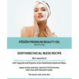 PÖDÖR Exclusive Organic Beauty Oil for Sensitive Skin - 100% Natural, Vegan, Unscented, Water-, Preservative- and Additive-free