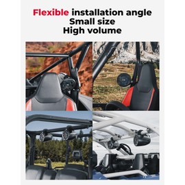 KEMIMOTO ATV UTV Speaker 4 Inch Marine-Grade Tower Speaker, Fit 1.65-2in Roll Bar Sound Stereo System with AMP Compatible with Can-Am, Polaris RZR, Ranger, Kawasaki Artic Cat, Marine, Golf Cart