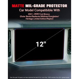ASZSK For Matte Anti Glare Tempered Glass 2021 2022 2023 2024 2025 2026 Ford Bronco 12 Inch Touchscreen Screen Protector - Bronco Accessories