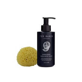Men's 2-in-1 Energising Hair and Body Wash Pump Bottle Bergamot and Vetiver x 250ml Bundle with Rainbow Gifts Soft Sponge