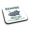 ER428 Beware Crazy Rat Lady Novelty Present Gift Printed MDF