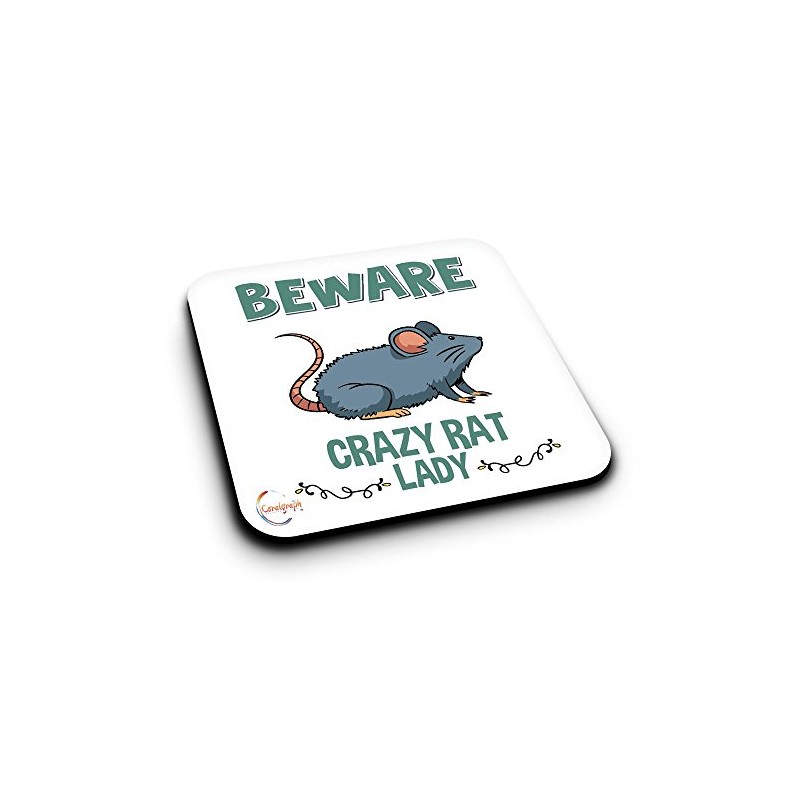 ER428 Beware Crazy Rat Lady Novelty Present Gift Printed MDF