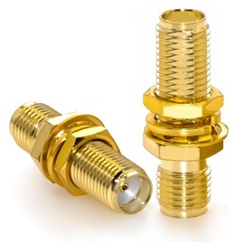 2PCS SMA Nut Bulkhead Connector, SMA Female to Female Gender Changer Barrel Panel Chassis Mount Antenna Adapter Coupler Adapter for FPV, Antennas, Ham Radio, Antenna Radio