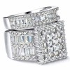 Pophylis Platinum Over Sterling Silver Big Womens Bridal Rings Set