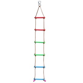 Rainbow Craft 6.6FT Climbing Rope Ninja Ladder for Kids - Kids Ninja Warrior Obstacle Course Accessories - Swing Rope Ladder