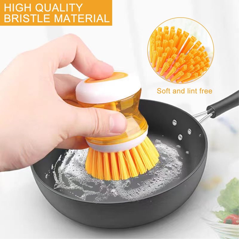 Soap Dispensing Dish Brush, 2 PCS Soap Dispensing Palm Brush,