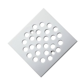 Square 4-1/4 Inch Screw-in Floor Drain Cover Replacement Stainless Steel Shower Drainer Grate with Screws (Chrome)