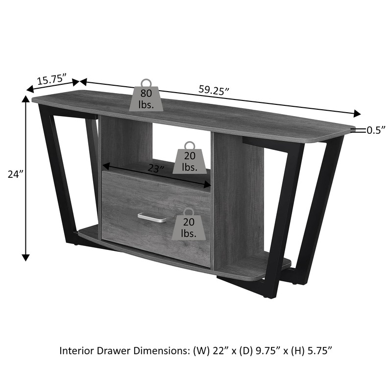 Convenience Concepts Graystone TV Stand 59.25" - Modern Entertainment Center