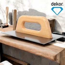 DEKOR Groover Trowel - 8.85" x 5.90" - German Stainless Steel - Masonry Tools for Grooving - Concrete tools for DIY and Commercial Use - Made in Europe - Wooden Handle