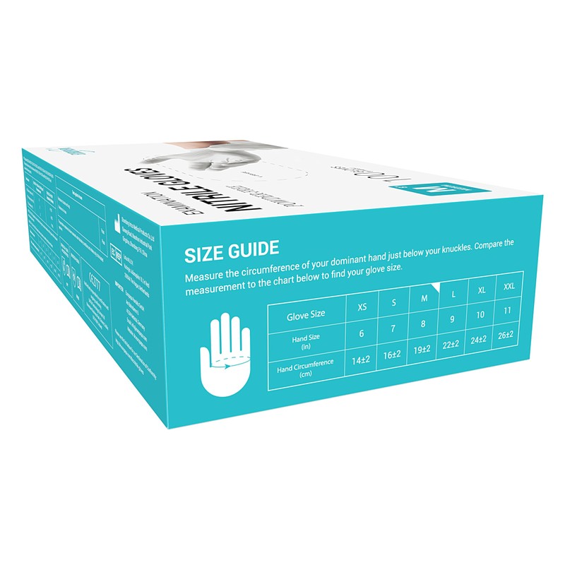 EUROPAPA® Disposable Nitrile Examination Gloves, Powder–Free, Latex–Free, Non–Sterile, Box of