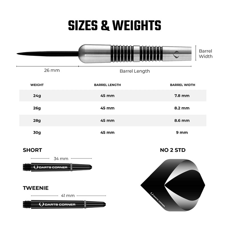 Darts Corner Warfare Steel Tip Darts - 80% Tungsten Barrels,