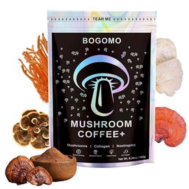 Organic Mushroom Coffee, Instant Mushroom Coffee with Grass-Fed Collagen, Chaga, Lions Mane & L-Theanine for Better Focus, Energy, Digestion and Immunity 30 Servings (One Pack)