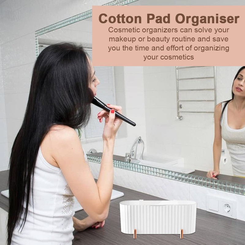 skytowards Cotton Pad Dispenser Cotton Buds Storage 3 Compartments Cotton