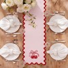 Breling Pink Bow Cherry Table Runner 70 Inches Coquette Scalloped