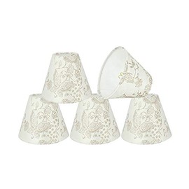 Aspen Creative 32124-5 Small Hardback Empire Shape Chandelier Set (5 Pack), Transitional Design in Off White, 6" Bottom Width (3" x 6" x 5") Clip ON LAMP Shade