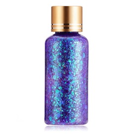 GL-Turelifes Mermaid Chunky Glitter Gel Chameleon Glitter Body Gel Festival Glitter Cosmetic for Face Body Hair Nails Makeup Scale Polarized Sequins Glitter Eyeshadow 30ml (#13 Blue Purple)