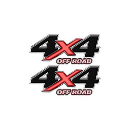 Speed Demon Hot Rod Shop 4x4 Off Road Decal ~ Red & Black Chrome 4WD Truck Stickers (Set of 2) - MK001