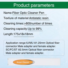 TUTOOLS Limpiador de fibra óptica, conectores de fibra óptica, limpiador de fibra óptica con más de 800 limpiadores para férulas LC/MU de 1,25 mm UPC/APC tipo empuje