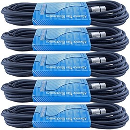 MCSPROAUDIO 5 Pack of 15 Foot Male to Female 3 Pin XLR Mic Microphone Audio Cable