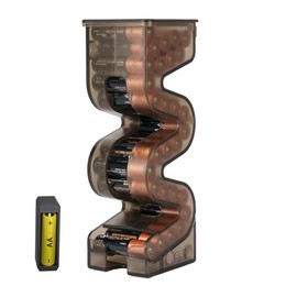 KIWIFOTOS 27 AA Battery Case Holder with Tester, Vertical Battery Organizer Dispenser for Kitchens, Home Offices, Pegboard Wall Mount AA Batteries Caddy Storage Rack