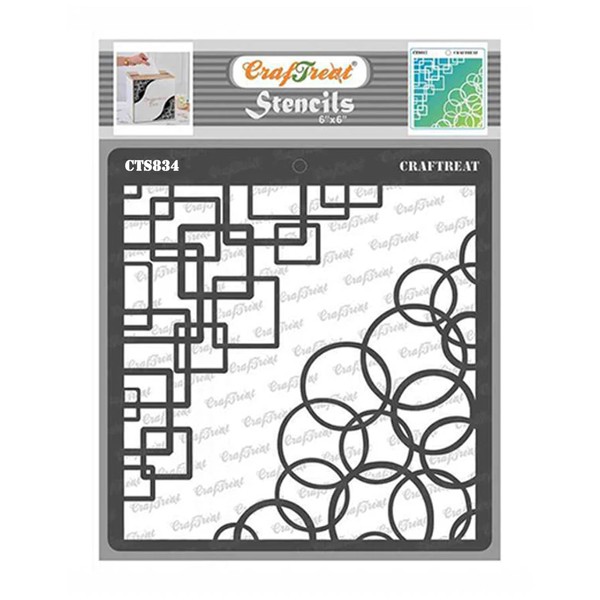 CrafTreat Reusable Retro Corners Stencil 6x6 Inch for Painting on