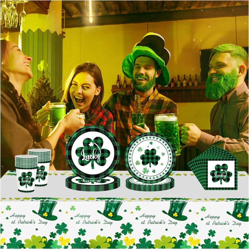 HONGCI 2 Pack St Patricks Day Table Cloth Disposable Rectangular