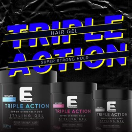 E Elegance Venus Fragance Triple Action Hair Gel for Men and Women - Super Strong Hold, Extreme Volume, and Long Lasting Shine - Flake Free and Refreshing Fragrance - All Hair Types, 8.45 oz