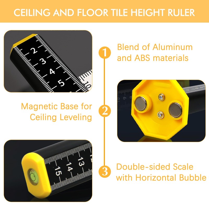 SAMIQU 2Pcs Ceiling and Floor Tile Ruler - Leveling Ruler