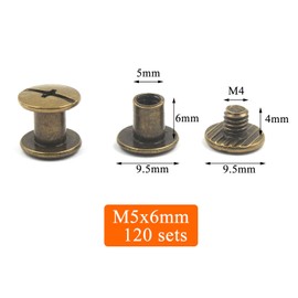 Chicago Screws Assorted Kit Bronze Leather Rivets Screw Rivets Slotted Phillip Head Book Binding Posts Nail Rivet Chicago Bolts for DIY Leather Craft Bookbinding (Bronze 3/16"x1/4"-125 Sets)