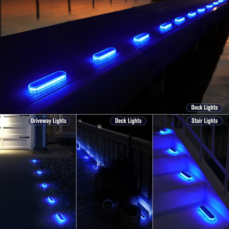 Honalia Blue Solar Dock Deck Driveway Lights Solar Powered 6