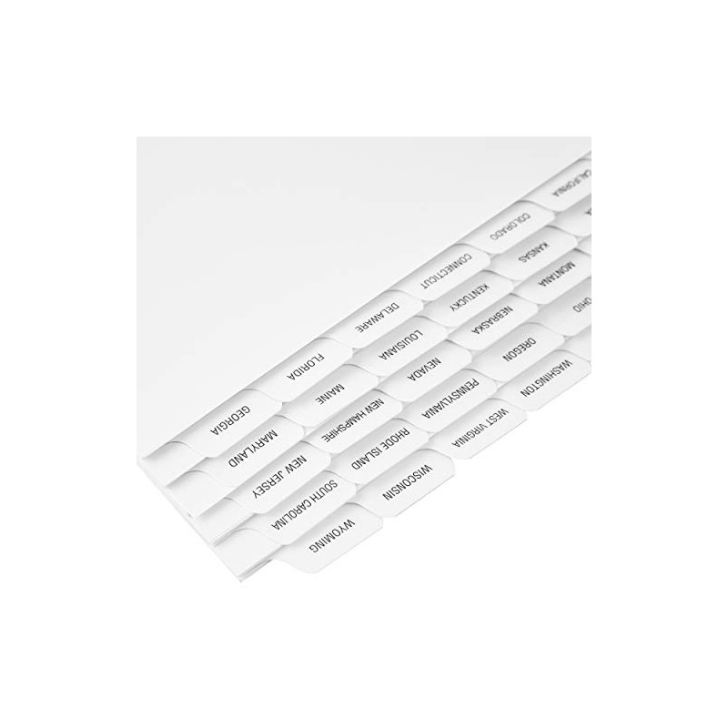 Exhibitindexes® State Divider Tabs/Indexes 3 Hole Punched