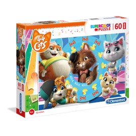 Clementoni 26441 Maxi 44 Cats – Puzzle 60 Teile ab 4 Jahren, farbenfrohes Kinderpuzzle mit extra großen Puzzleteilen, Geschicklichkeitsspiel für Kinder
