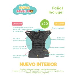 Paquete 20 Pañales Ecológicos Absorción Pro Changuitos 3.0                                                                                            
