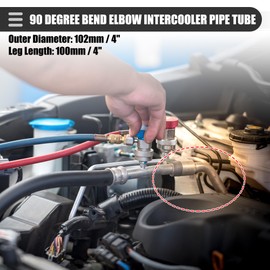 X AUTOHAUX Universal 90 Degree Bend Elbow Intercooler Pipe Air Intake Tube, 4" OD, 102mm OD, Leg Length 4", 100mm Leg Length, 6061 Aluminum Alloy, Silver Tone