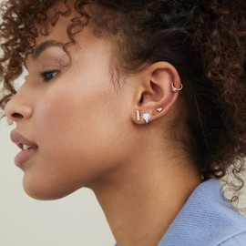 Moissanite or CZ Diamond Hoop Earrings: Hypoallergenic 925 Sterling Silver Cubic Zirconia Small Tiny Cuff Endless Hoops Earring for Women, B-12mm-6.5mm Moissanite, Sterling Silver, Moissanite