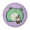 Frog with Bubble Tea Magnet Round Kawaii Chibi Frog with