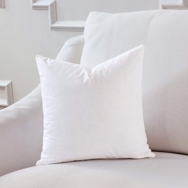 15x15 Hypoallergenic Luxury 100% Small Feather Square Pillow Insert, 100% Cambric Cotton Shell, Never Vacuum-Packed, Odorless, Made in USA