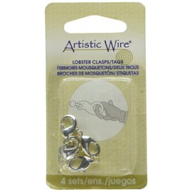 Artistic Wire Beadalon Large Lobster and Tag Nickel Free Silver Plate Grip, Set of 4