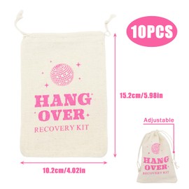 10 Pcs Hangover Kit,Bachelorette Hangover Bag,Cotton Favor Bags for Shower Wedding Packaging Music Festivals Travel and Gatherings Y5MZSZB