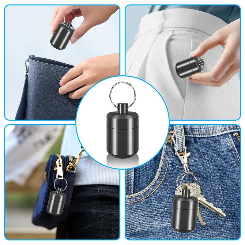 Pill Keychain Holder- Small Pill Box Waterproof Pills Fob Organizer