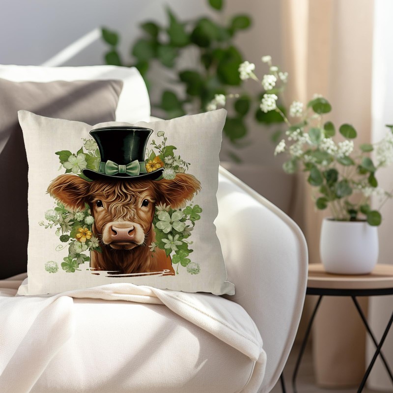 QIONG MENG St Patricks Day Pillow Covers 18x18 Inch Cow