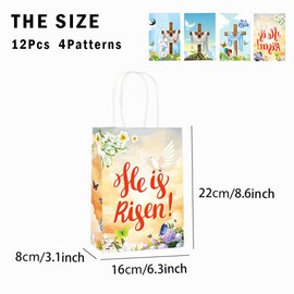 L7HWDP 12Pcs Easter Gift Bags with Handle Paper Gift Bags Easter Theme Bible School Class Party Favors