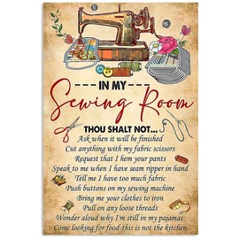 Sewing In My Sewing Room Vintage Wall Decor Metal Sign Plaque Poster 8X12 inch